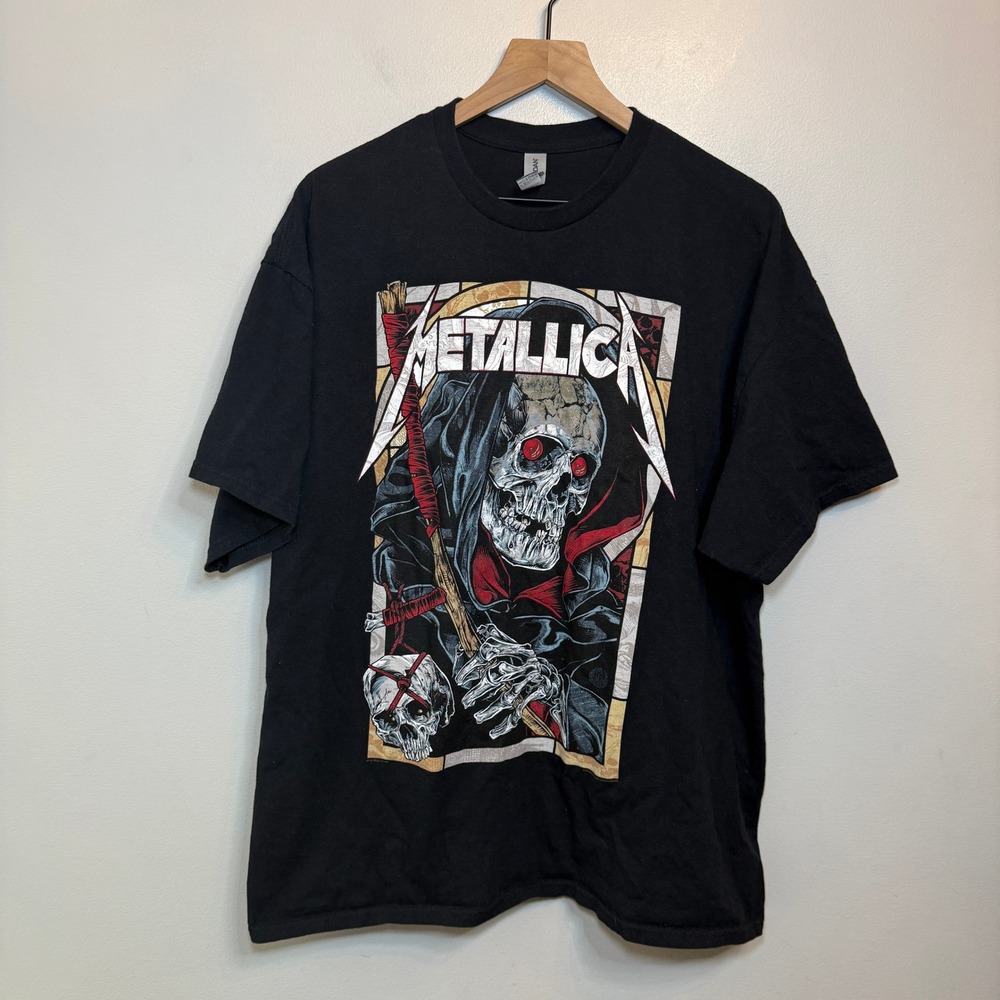 Metallica Reaper Graphic T-Shirt Men's 2XL Black Gildan Cotton Heavy Metal Tee